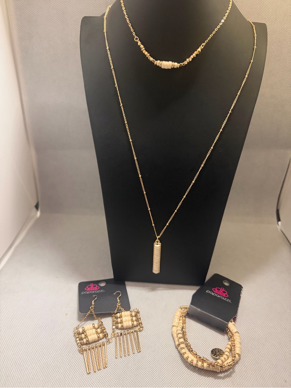 Paparazzi Gold-Tone Layered Necklace, Earrings & Bracelet Set - Gold